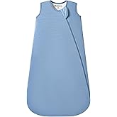 HEDSYOUHH 1.0 Tog Baby Sleep Sack, Wearable Blanket for Infants & Toddlers, Bamboo Rayon, 2-Way Zipper, Sleeping Bag for Newborn Babies, Lightweight for Spring & Autumn,Blue,S