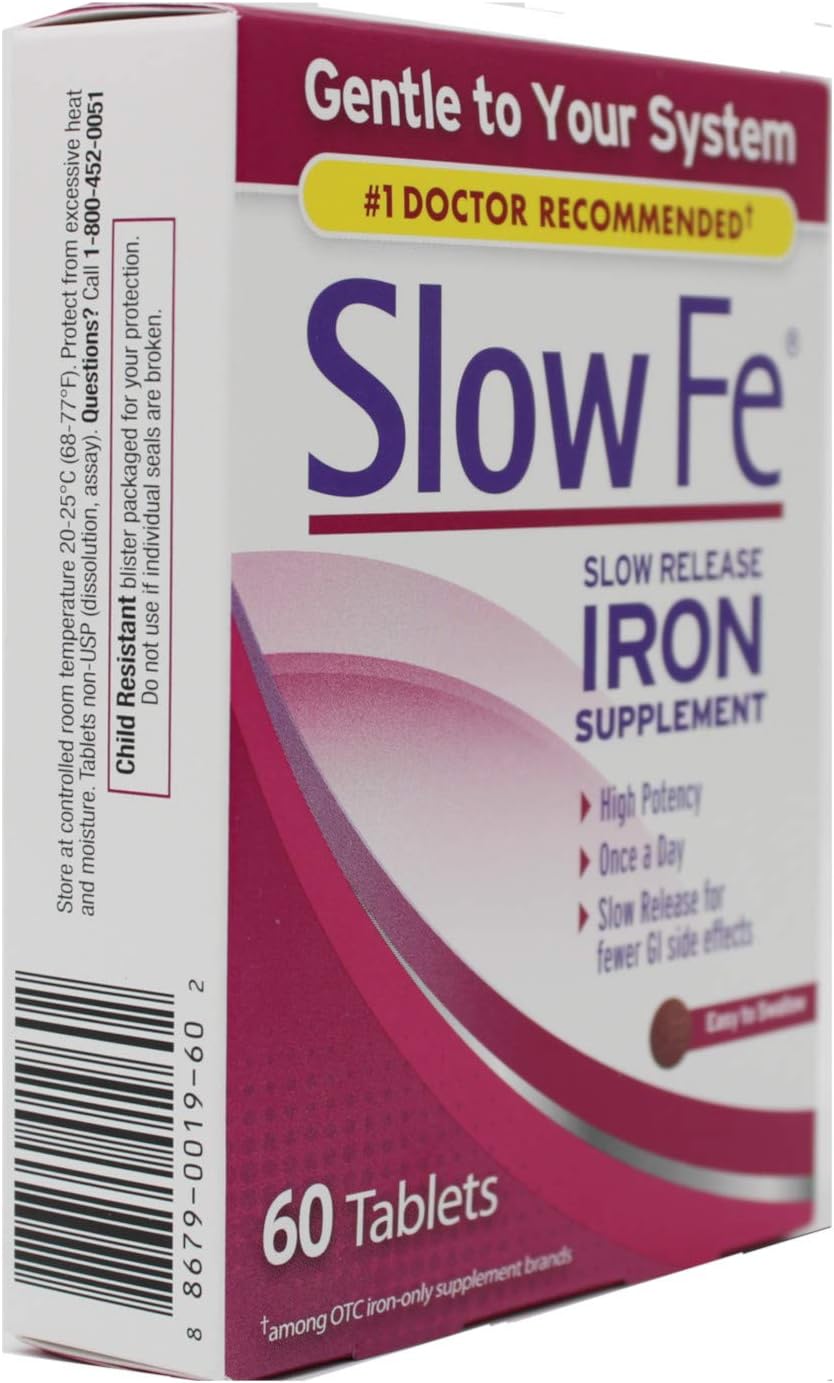 Slow Fe, High Potency Iron 45 mg, Slow Release - 60 Tablets: Health & Personal Care