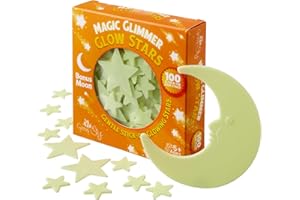 Green Sky Deluxe Glow Stars; Glow in The Dark Ceiling Stars Include Bonus Moon (100 Count)