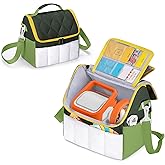 LoDrid Lightweight Carrying Case Compatible with YOTO Player (3rd Gen.), Puffy Portable Storage Bag with Handle and Shoulder Strap for Audio Player and Accessories, Green, Bag Only, (Patent Design)