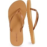 MORMIRAC Womens Slim Leather Comfortable Flip Flops Summer Beach Thong Sandals Arch Support Non Slip