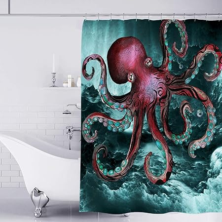 Muuyi Octopus Duschvorhang für Badezimmer Ocean Duschvorhang Nautische