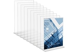 LECHAY 10 Pack Acrylic Sign Holder, 8.5 x 11 inches Clear Table Menu Display Stand Desktop Display Stand Paper Holder Table Top Sign Holder Suitable for Restaurants, Office, Home, Store (style2)