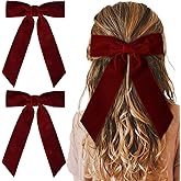2PCS Red Velvet Hair Bows Hair Clips 5" Big Fall Alligator Clips Hair Accessories for Women Girls Toddlers Kids