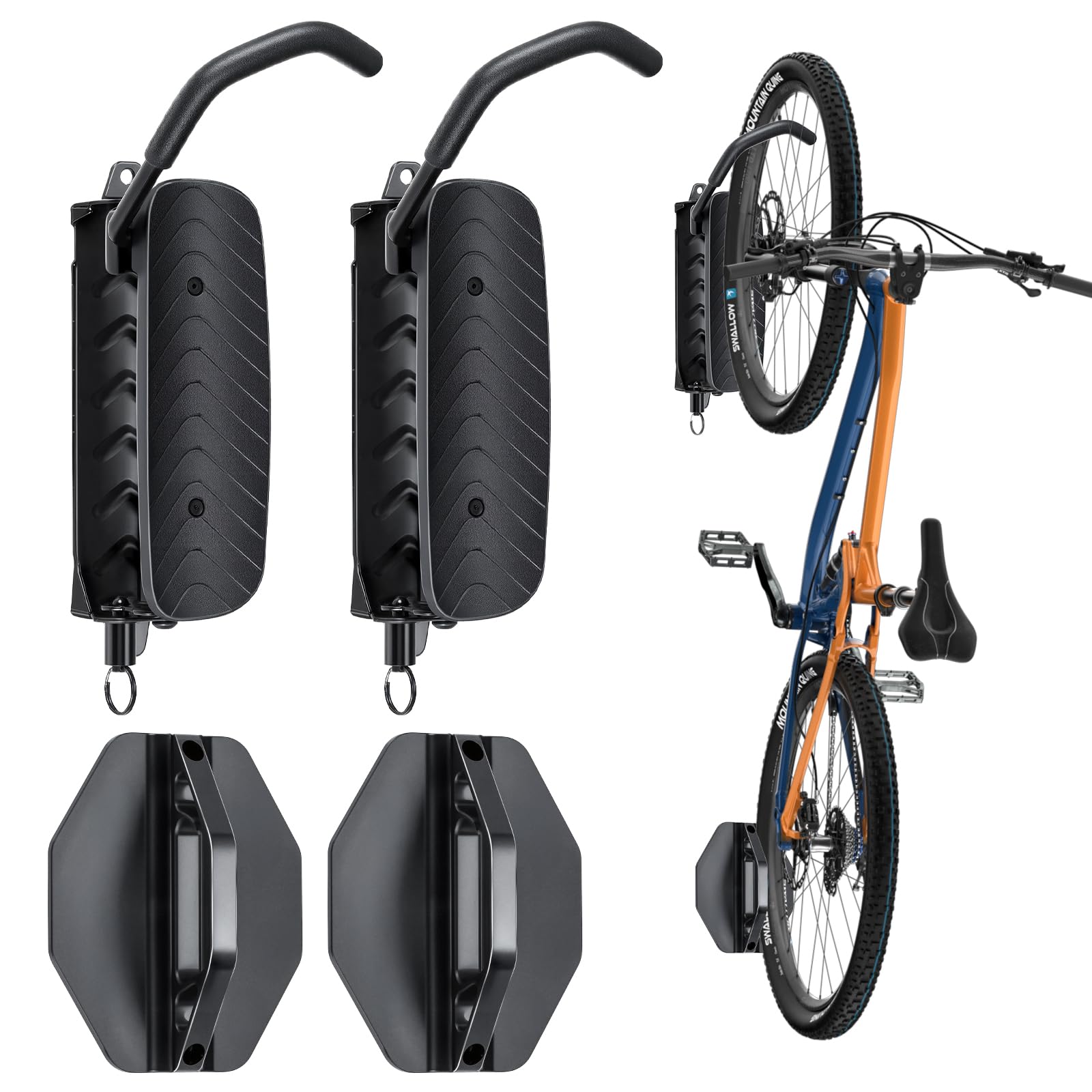 Photo 1 of BYHUME Bike Rack Garage,Bike Wall Mount, 150° Swivel & Space-Saving Vertical Bike Hangers for Storage, Sturdy Bike Stand Holds Up to 66lbs, Easy to Install, 2 Pack