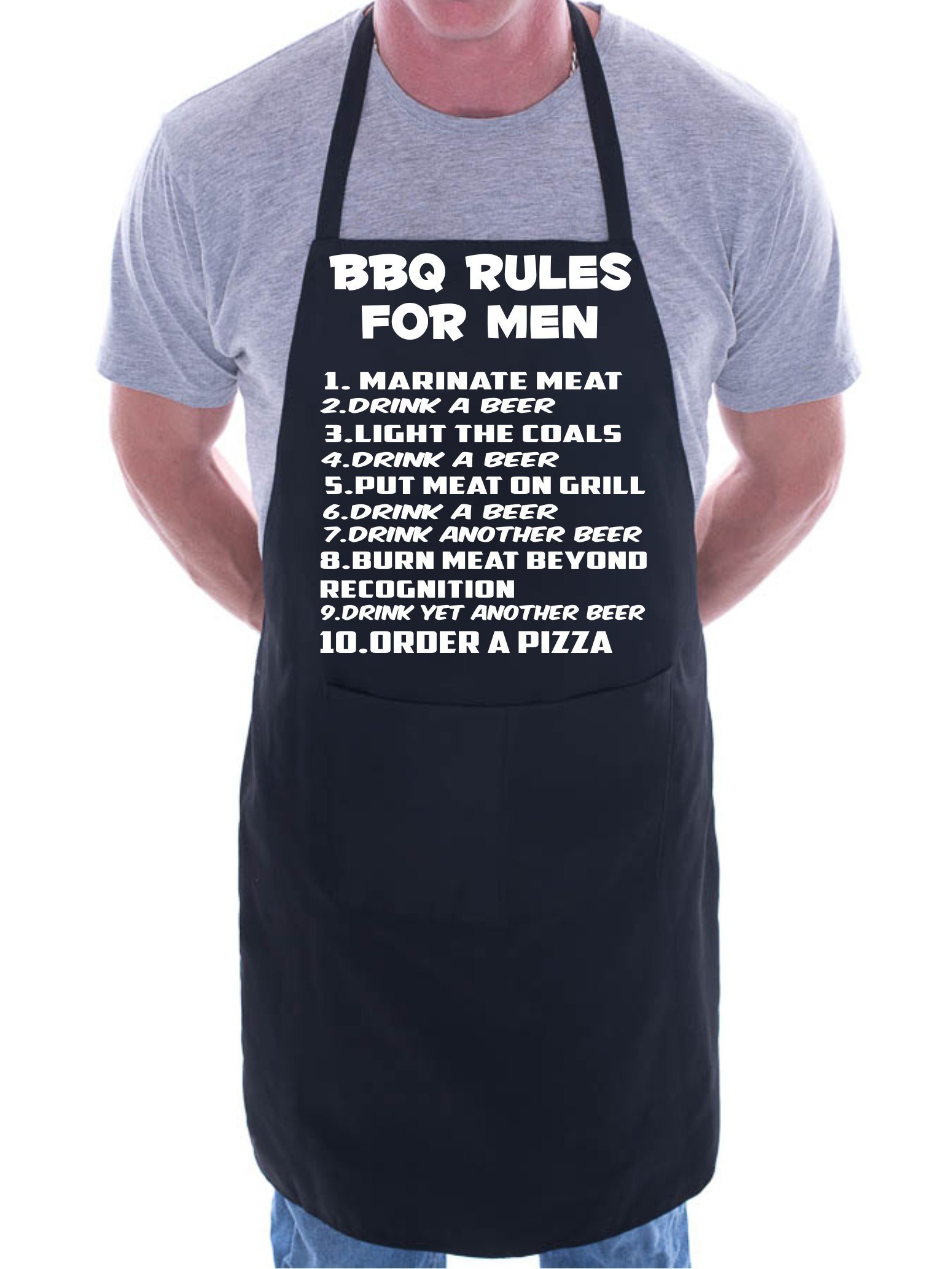 Print4U Barbeque Rules For Men BBQ Cooking Funny Novelty Apron Black