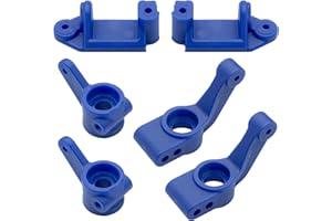 OGUNKE OGRC Plastic Front Caster Block & Steering Blocks and Rear Stub Axle Carriers for 1/10 Traxxas 2WD Slash, Stampede, Rustler, Replace 3632 3736 3752 (Blue)