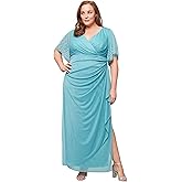 Alex Evenings Womens Long Empire Waist Mother of The Bride Dress with Flutter Sleeves (Plus Size)