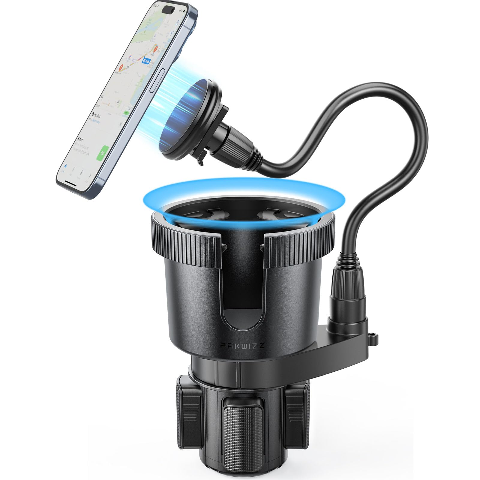 Photo 1 of 2-in-1 Car Cup Holder Expander for Phone MagSafe, Upgraded Cup Holder Phone Mount for Car with Adjustable Base, Compatible with Yeti 20/26/30 oz, Hydroflask 32/40 oz,Large Bottles in 2.8"-4",Black