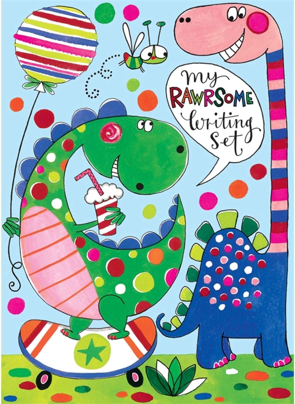 Rachel Ellen Designs Children's Letter Writing Set Wallet - Dinosaur Design, Multicolor