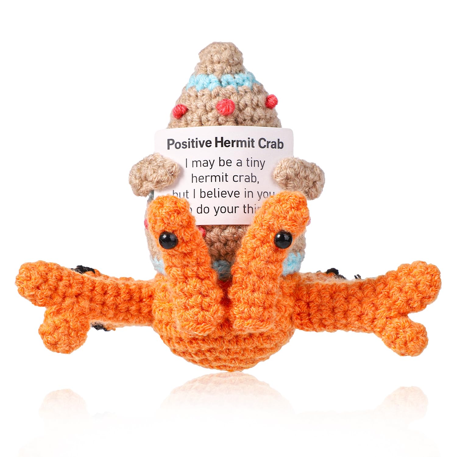 TOYMIS Positive Crab, Crochet Hermit Crab Positive Knitted Animal Knit Crab Wool Crochet Doll Funny Crochet for Inspirational Gift Party Decoration