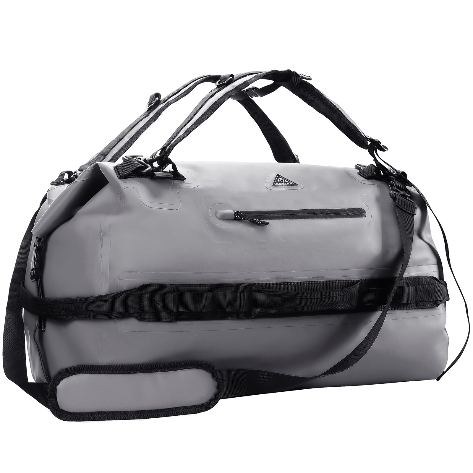 Haimont 60L Waterproof Duffle Sports Holdall Backpack for Men Women Heavy Duty Roll-Top Dry Bag Outdoor, Grey