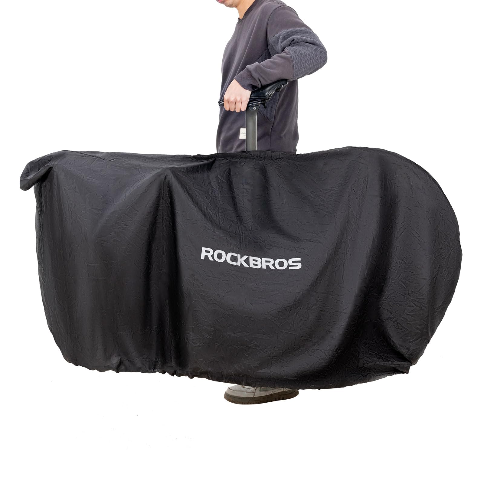 ROCKBROS Bike Cover for 1 Bike Water-repellent Cycle Cover Mountain Bike Cover for Outdoor Storage UV Protection Polyester Bicycle Cover Road Bike Transport Bag, 81*151cm, Black