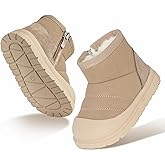 Toddler Snow Boots for Girls and Boys - Kids Winter Shoes for Girl Boy Size 4 5 6 7 8 - Kid Mini Brown Shoe for 2 3 4 Years