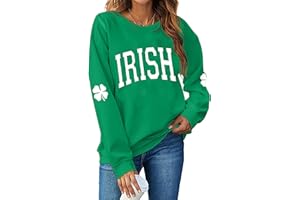 RUOOHEEYE Women St. Patrick's Day Sweatshirts Shamrock Clover Print Shirts Casual Irish Gift Long Sleeve Loose Fit Tops