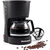 Elite Gourmet EHC4128 Automatic 4-Cup Drip Coffee Maker, Black | Glass carafe, Pause N Serve, reusable filter, On/Off switch, and Keep Warm with water level indicator