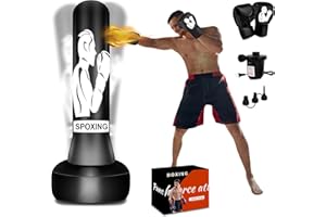 VOBAB Heavy Punching Bag with Stand for Adults, 70" Freestanding Punching Bag with Boxing Gloves and Electric Air Pump, Inflatable Boxing Bag for Men Women Teens Training MMA Thai Fitnessers