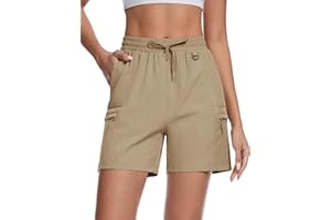 TACVASEN Women's 5" Hiking Cargo Shorts Lightweight UPF 50+ Quick Dry Athletic Shorts with Pockets Golf Outdoor Summer