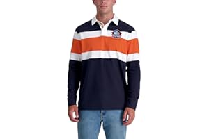 Haggar Unisex-Adult Pro Football Hall of Fame Long Sleeve Striped Rugby Shirt