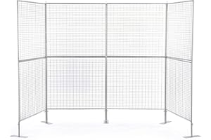 Displays2go Art Display Grids, Floor Standing, Double Sided, Metal Mesh Iron Construction – Silver Finish (AD4PNL)
