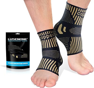Lusenone Copper Ankle Brace Support Pair for Men Women