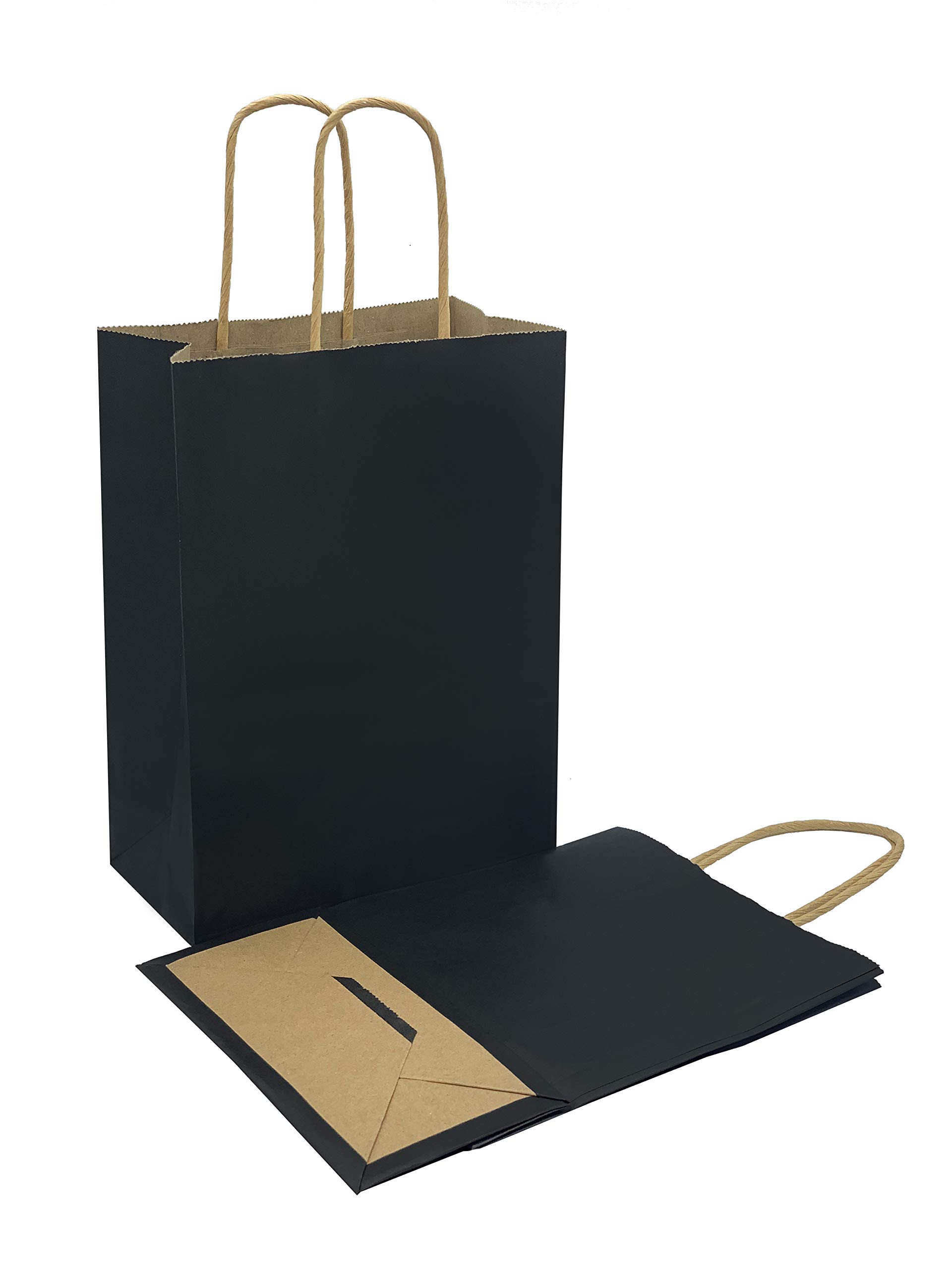 Pack of 6 Vertical Paper Gift Bags Plain Colour 22 x 16 x 8 cm (Black)