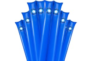 AUGISTEEN 6 Pack 8FT Pool Water Bags 0.8 mm Double Chamber Thick Water Tubes Blue Pool Cover Water Bags Pool Cover Weights Heavy Duty Inground Pool Cover Weights for Above Ground Winter Pool Cover