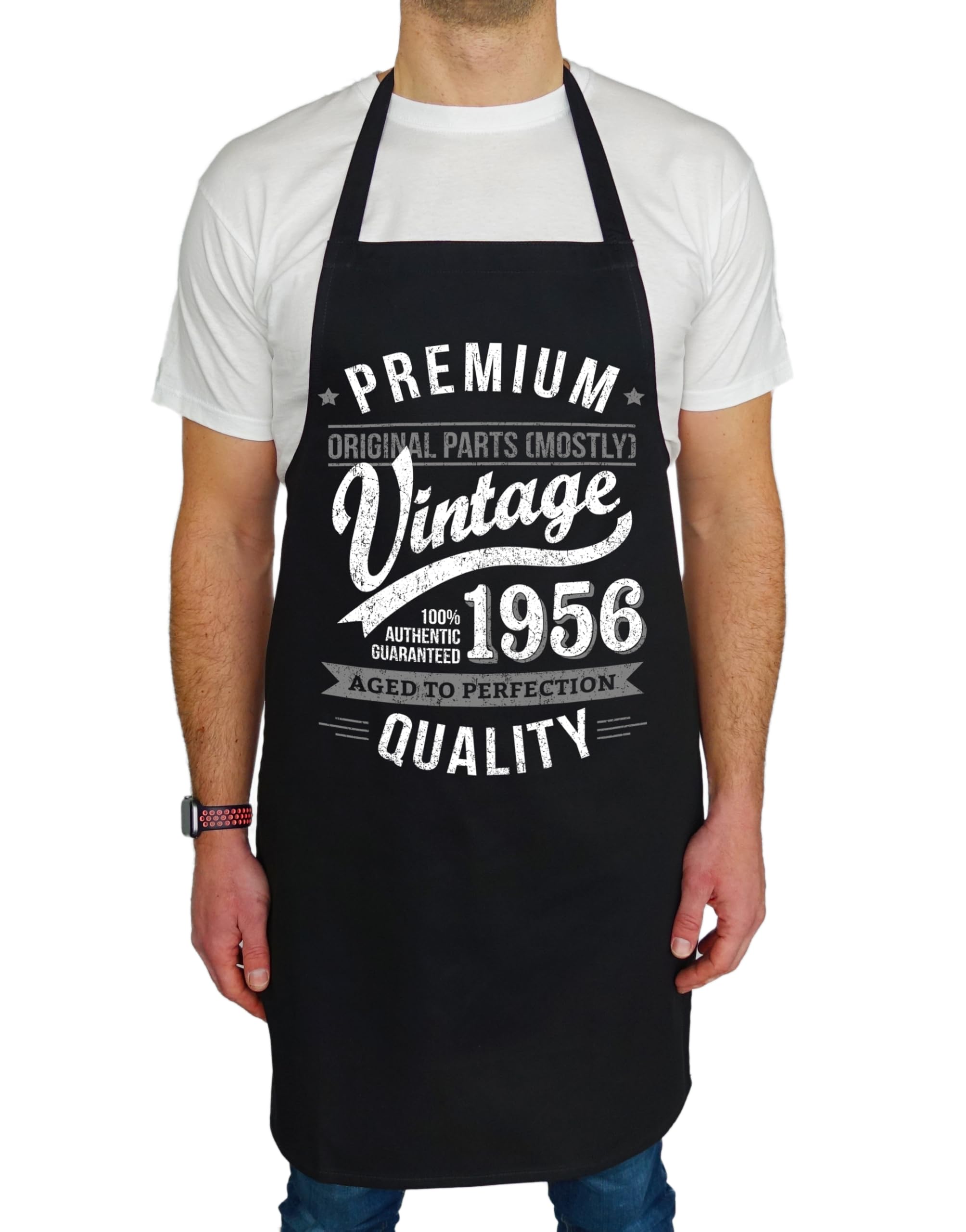 My Generation Gifts 1956 Premium Vintage Year - Aged To Perfection - 70th Birthday Gift | Present for Men Apron Black