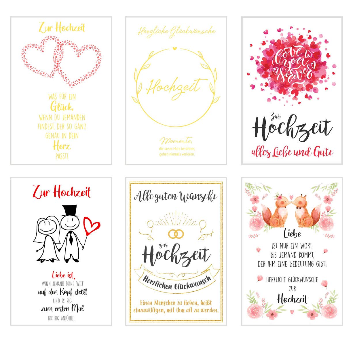 Edition Seidel Set of 6 High Quality Designer Premium Wedding Cards with Envelope. Wedding Card Card Gift Gift (Double Cards with Envelope) Set Gefühle