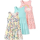 Jolyshlid Girl 3 Packs Summer Dress Sleeveless A Line Swing Tiered Dresses Cute Sundress 4-12Y