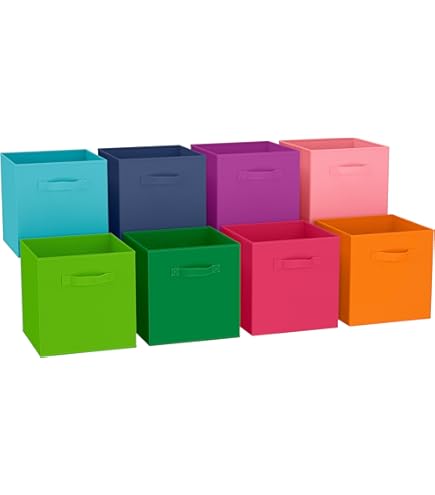 Boîtes Pliables économie Espace Lot De 6 Cubes De Rangement Pliables En Tissu - 27,9 Cm - Avec Poignées - Pour Placard, Étagère - Rouge Cubes Rangement Pliable Sans Couvercle