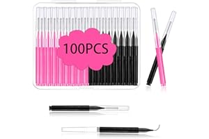 100Pcs Micro Eyebrow Brush Set with Cap Eyelash Spoolies Multifunctional Spoolies for Eyebrows Eyelash Comb Brushes Brow Lami