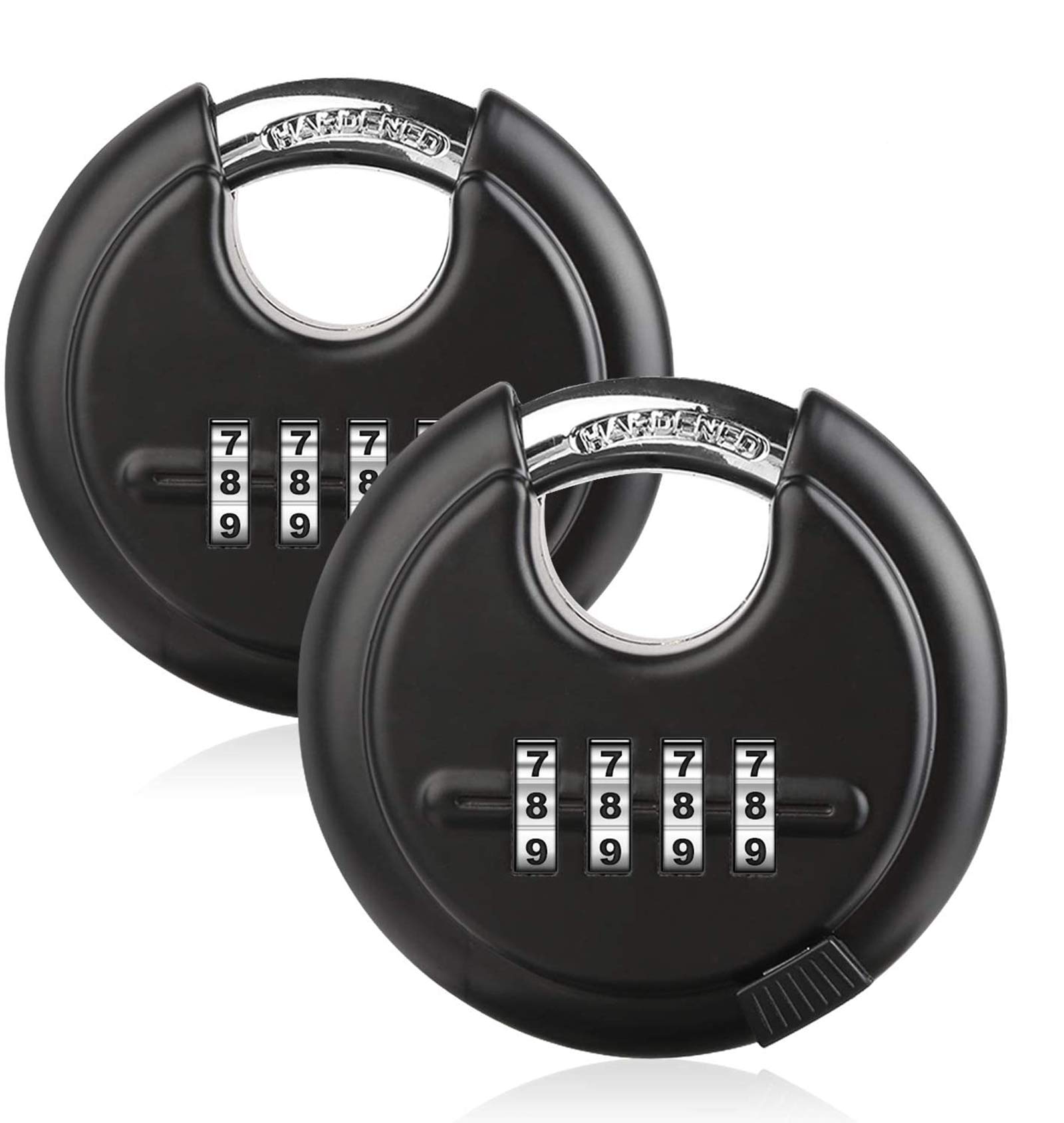 DAYGOS Heavy Duty Combination Padlock - Outdoor Stainless Steel Disc Combination Lock, Weatherproof Lock for Gate, Shed, Garage, Locker(Black, 2pcs) — image 1