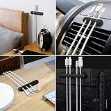 SOULWIT Cable Holder Clips 3-Pack Silicone Adhesive USB Cable Organizer Black view 6