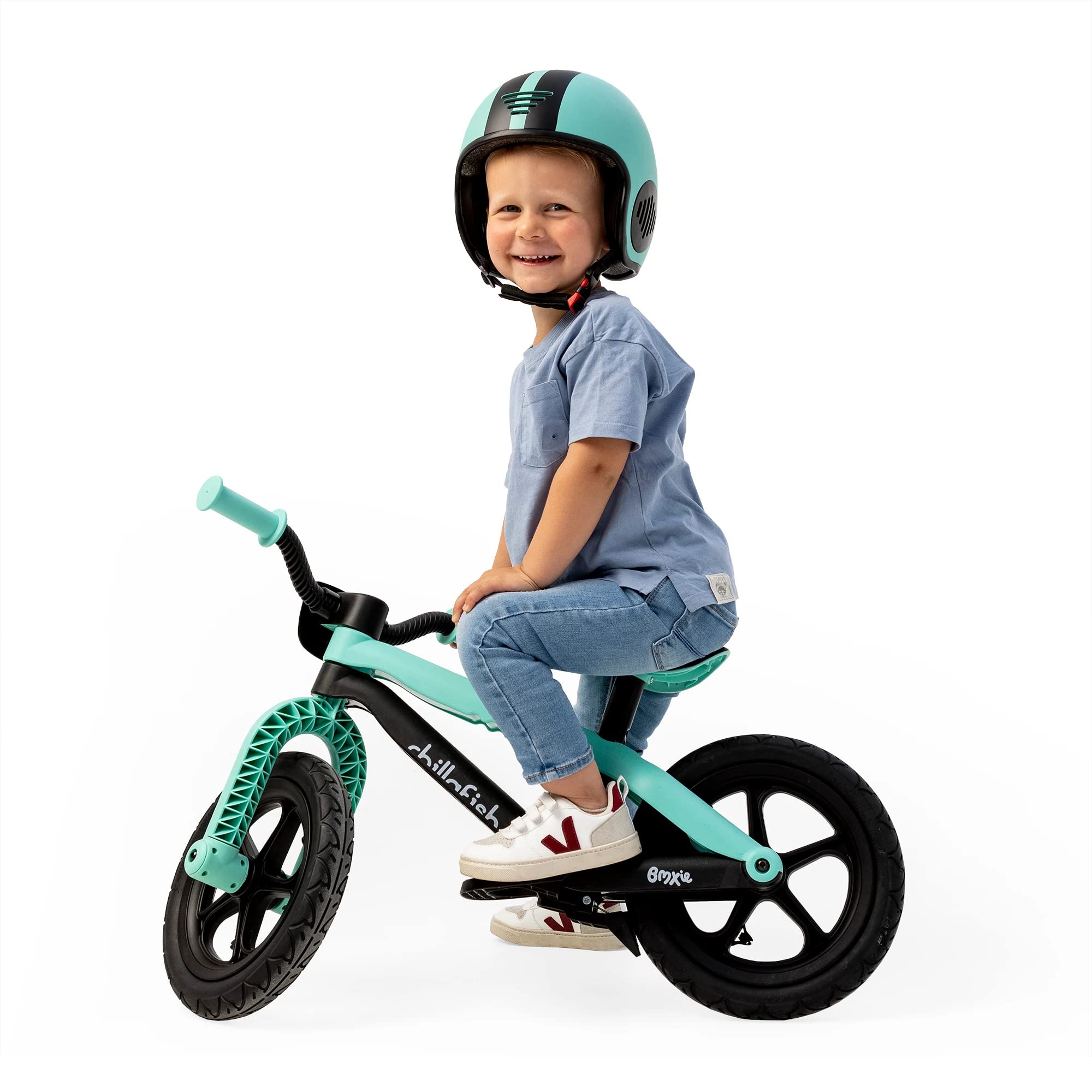 Chillafish Bmxie² Lightweight Balance Bike with Integrated Footrest and Footbrake for Kids Ages 2 to 5 Years, 12-inch Airless Rubberskin Tires, Adjustable Seat Without Tools, Lime