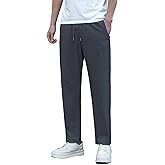 AbleTree Stretch Athletic Pants for Short Men Quick Dry 27 28 Inch Inseam Cool Touch Straight Fit Joggers Zip Pockets