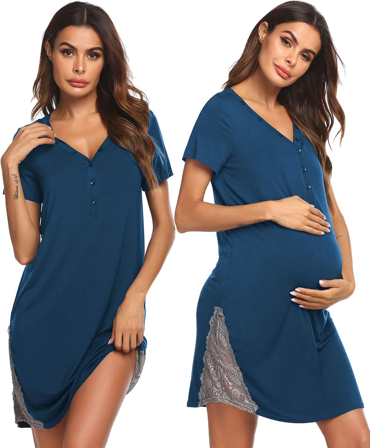Ekouaer Nursing Delivery Labor Nightgown 3 in 1 Women's Lace Trim Sexy Maternity Hospital Gown for Breastfeeding at  Women’s Clothing store
