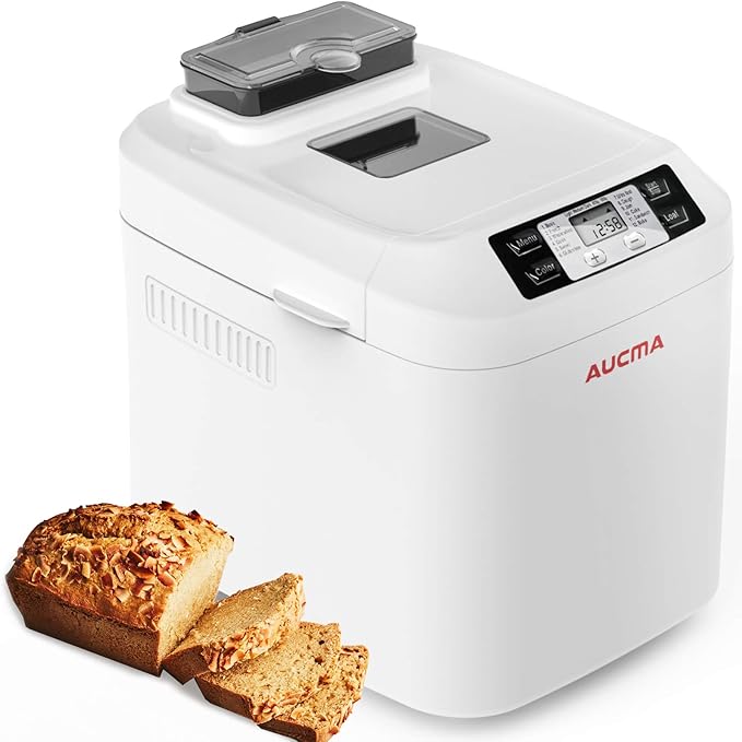 Amazon De Aucma Brotbackautomat Brotbackmaschine Brotbacker 12 Backprogramme Backmeister Mit Automatische Zutatenbox 3 Versch Braunungsgrade Glutenfrei Bpa Frei Lcd Bildschirm Und Warmhaltefunktion