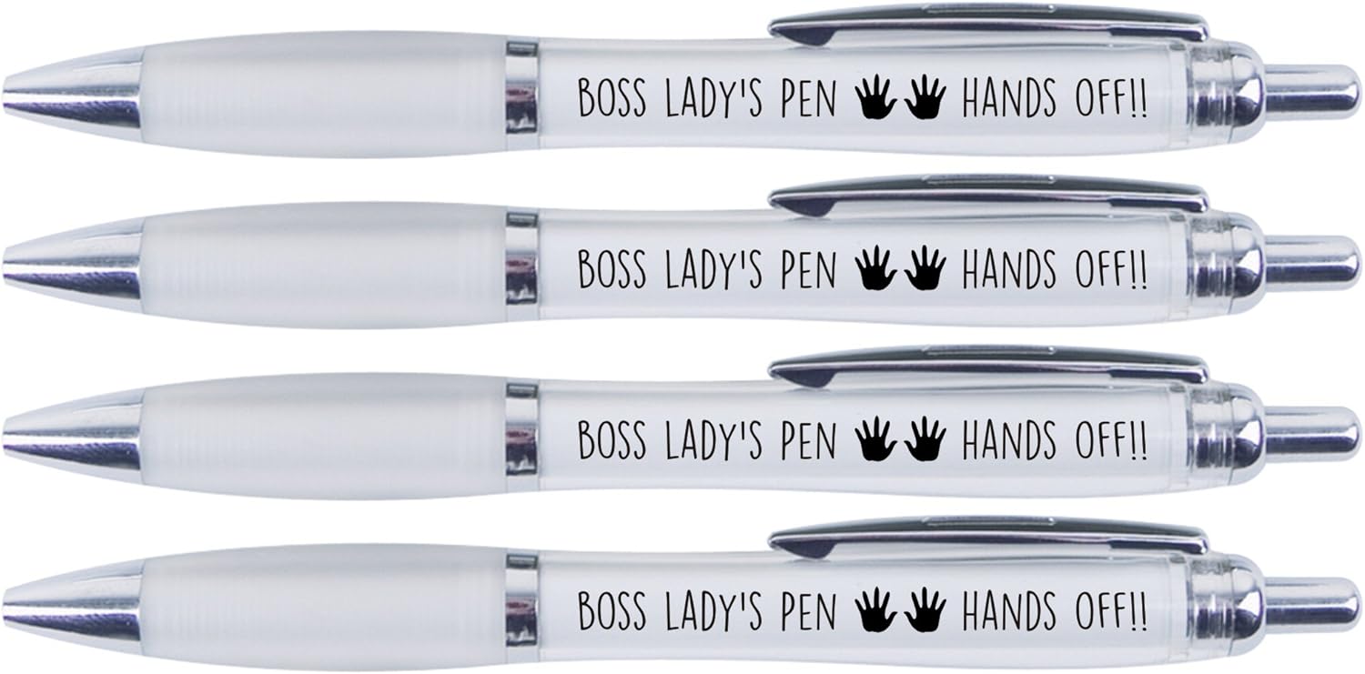 BOSS LADY'S PEN HANDS OFF!!, 4 PRINTED PENS FOR BOSS LADY Amazon.co.uk