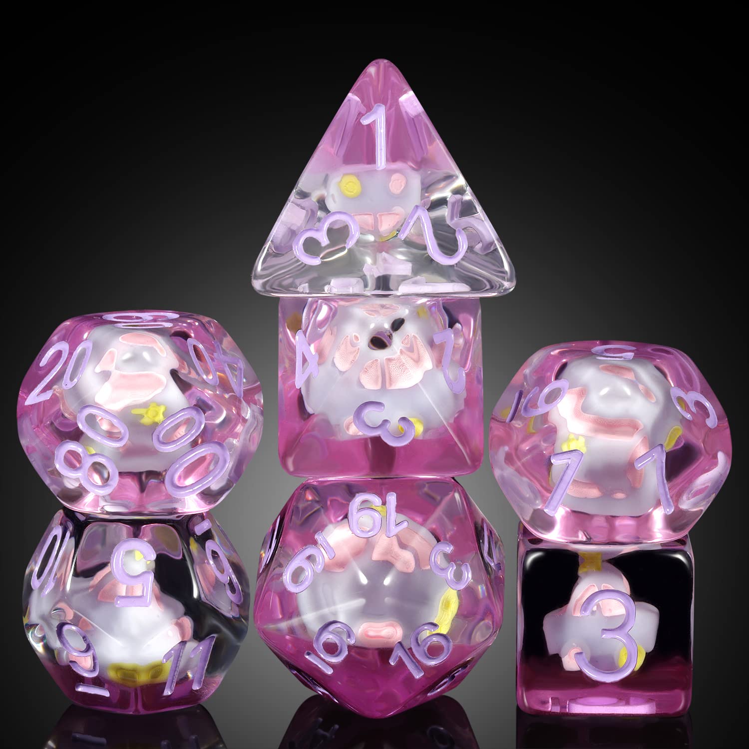 Purple Car Dice Set D&D, DNDND Resin 7 DND Die with Velvet Pouch for Dungeons and Dragons D&D Rolling Games and Tabletop Games（Car) — image 1