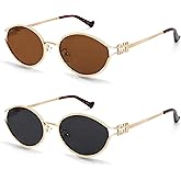 BOTEN Retro Oval Sunglasses for Women Men Small 90s Sun Glasses Trendy Gold Frame Round Shades Cute Designer Sunnies