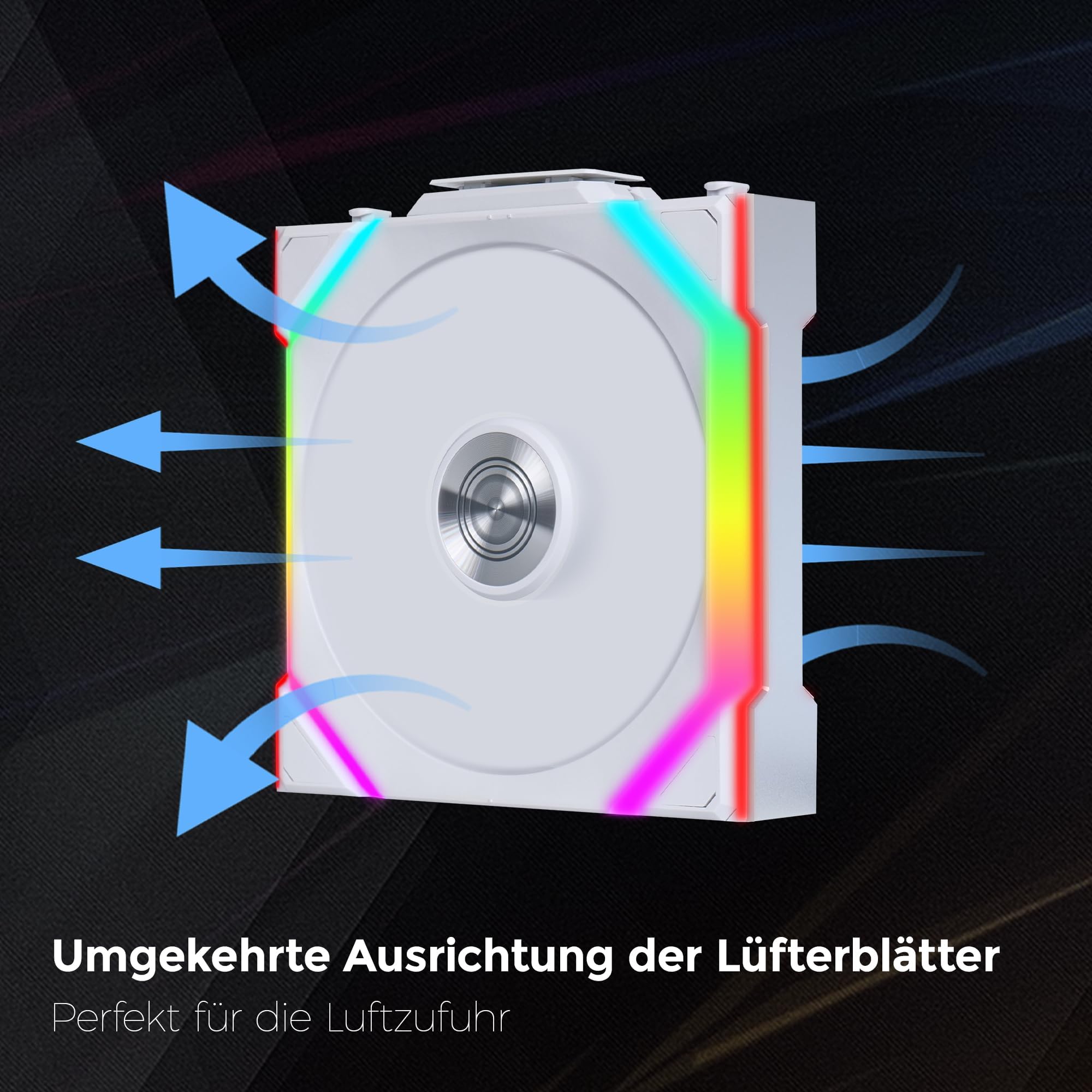 Lian Li UNI FAN SL Wireless PC Lüfter 120mm RGB – 3er Pack Reverse Blade Gaming PC Weiß | PWM Lüfter - 40 ARGB LEDs - bis 2.000 U/min - Stecksystem - hoher Airflow - Vibrationsarm - Leise 4