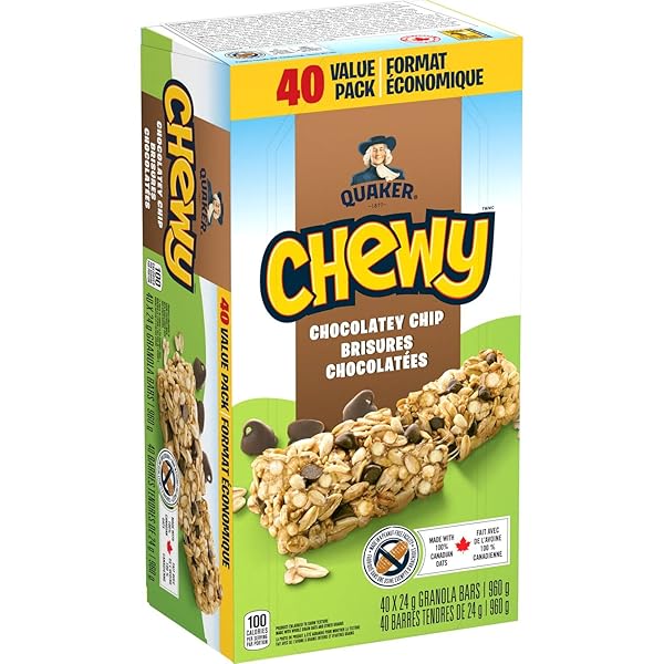 QUAKER CHEWY CHOCOLATE CHIP GRANOLA BARS, 960G/33.9 OZ., (40 COUNT) {IMPORTED FROM CANADA}