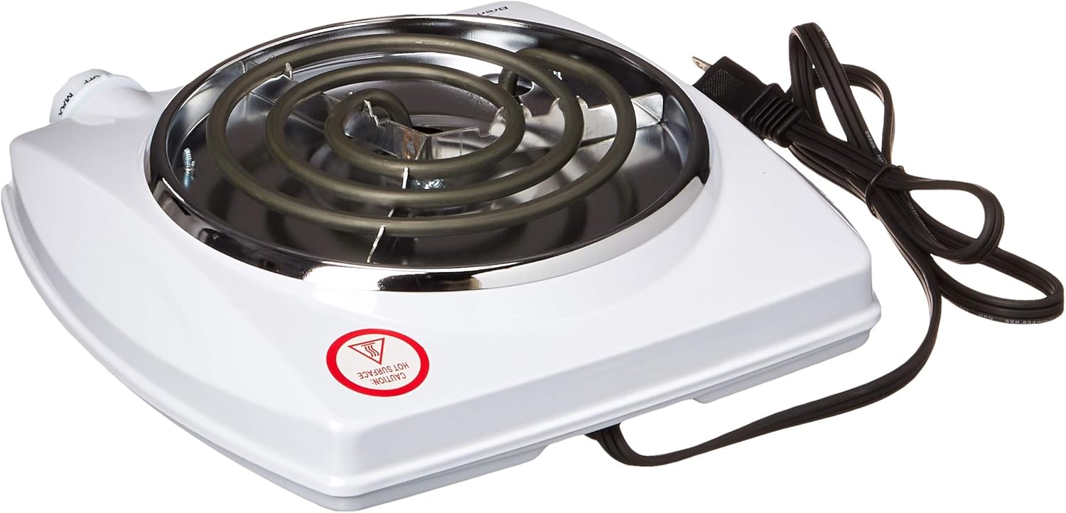 Brentwood TS-322 1000w Single Electric Burner, White: Electric Countertop Burners: Kitchen & Dining