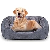 Dog Bed Extra Large, Super Soft Rectangle Dog Beds, Washable Warming Pet Bed with Anti-Slip Bottom, Anti-Anxiety, Grey, 35 x 