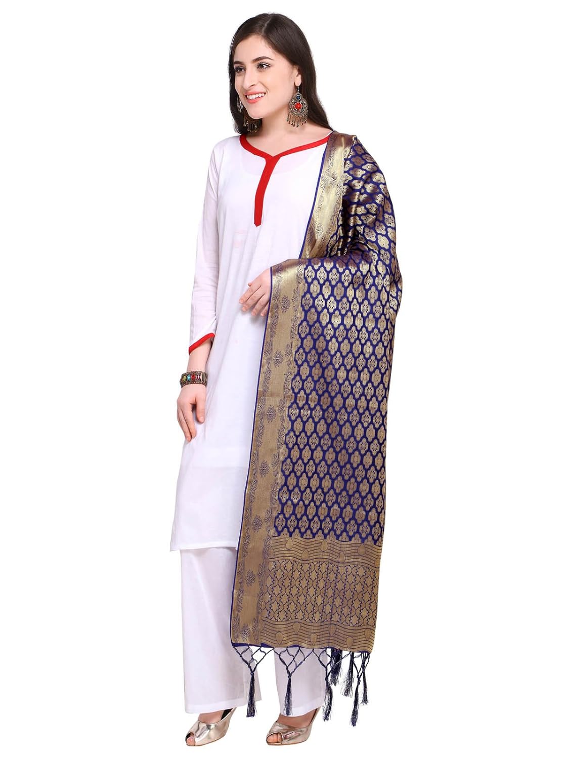 kanchnar women's poly silk woven banarasi dupatta