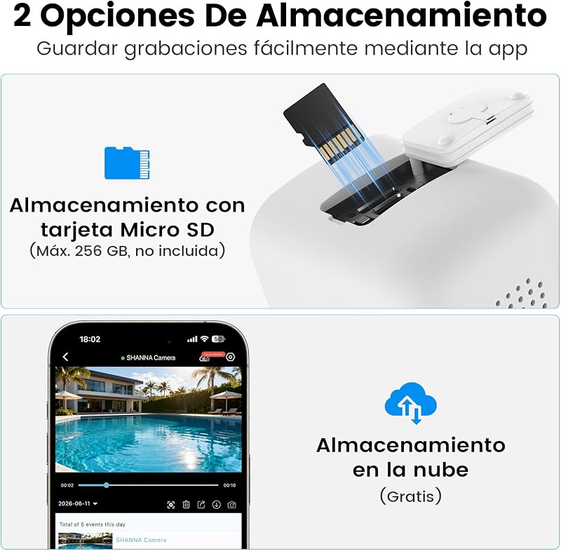 Camara Vigilancia WiFi Exterior Bateria 5200mAh-Almacenamiento en la Nube Gratuito, Montaje Magnético Camara Vigilancia Exterior 5GHz&2,4GHz WiFi,Detección de Movimiento,Visión Nocturna Color IA, IP66