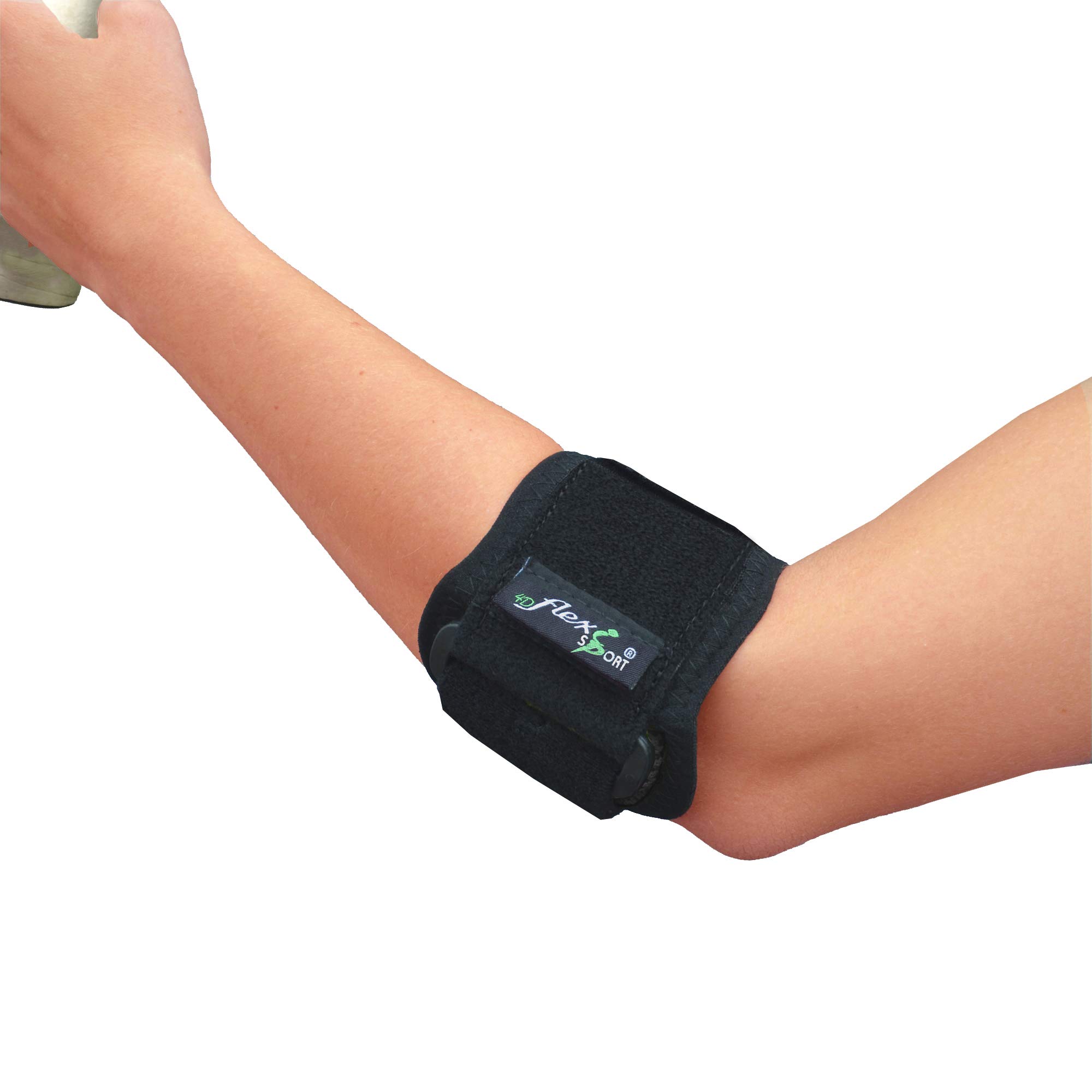 4DflexiSPORT Padel Tennis Elbow Strap (BLACK) maximise forearm power and strength, improve match performance. Reversible fits both arms, unisex.