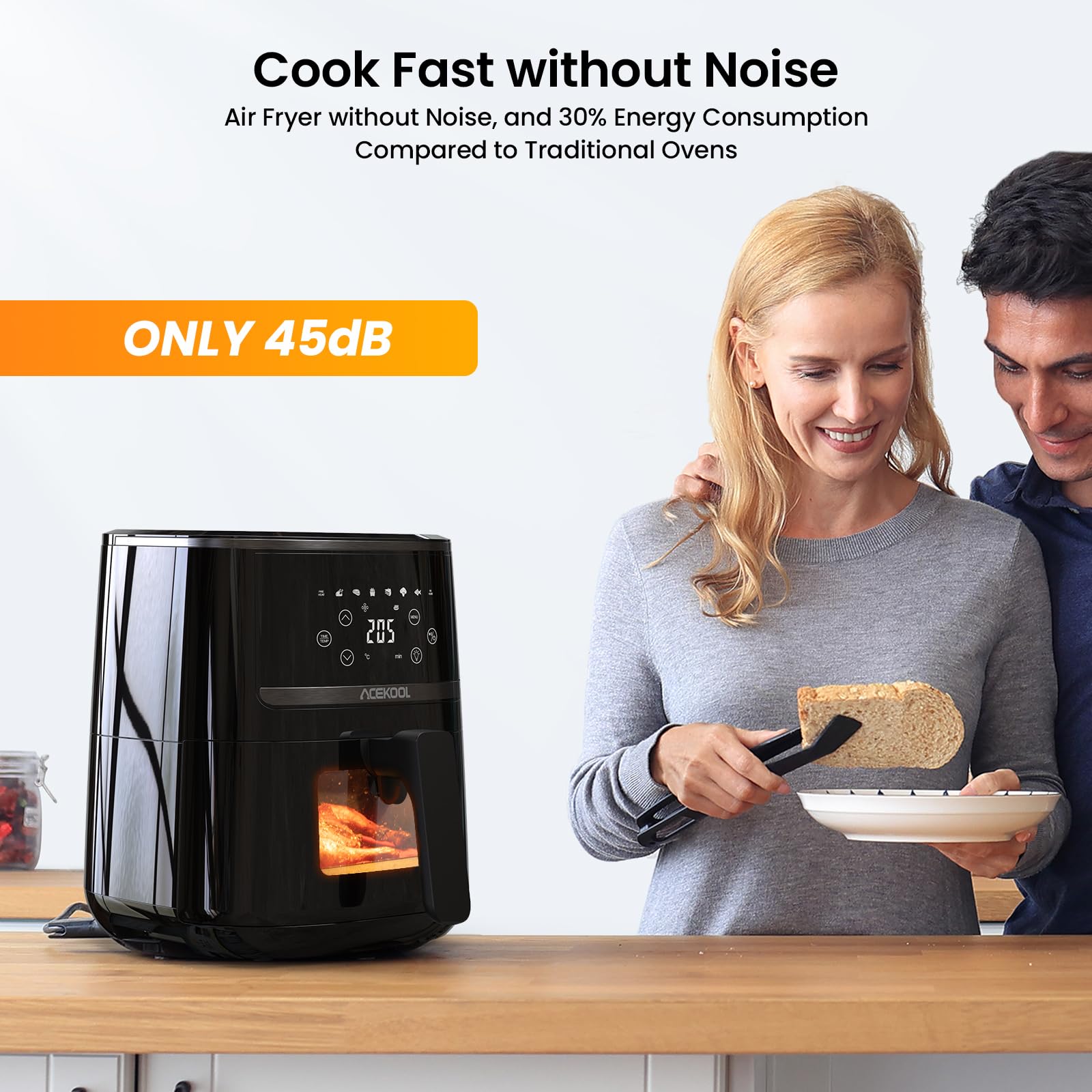 Zstar Air Fryer 5QT with Visualized Window, 6 in 1 Air Fryers Oven with Timer & Temperature Control, 85% Oil less, Low Noise Airfryers with Dishwasher Safe Basket