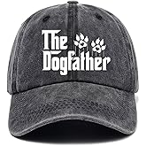Jxubeuro The Dogfather, Funny Baseball Cap, Funny Hats, Dog Lover Hat Gifts for Men, Adjustable Cotton Baseball Cap for Men Black